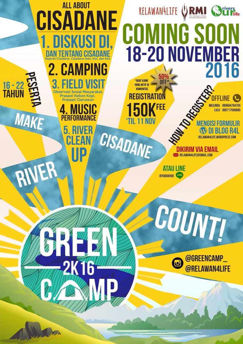 #GreenCamp di #Cisadane melanjutkan #SumpahPemuda, mari belajar sejarah dan pengelolaan sumberdaya alam sambil beraksi utk lingkungan