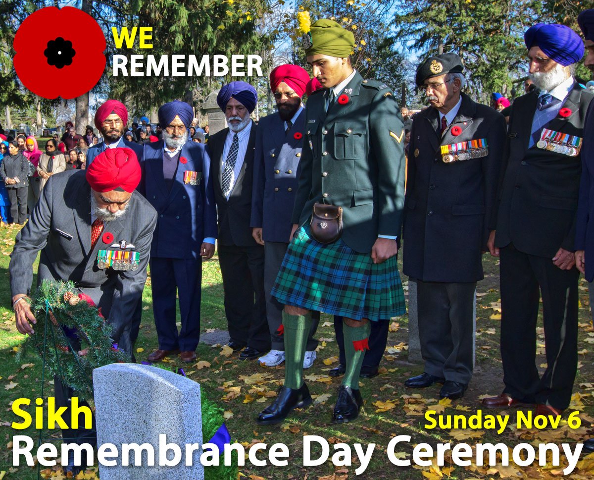 sikhmuseum.com/remember  Sikh Remembrance Day Ceremony Sun Nov 6 at Military grave of Canadian WWI Hero Buckam Singh   #RememberThem #Sikh