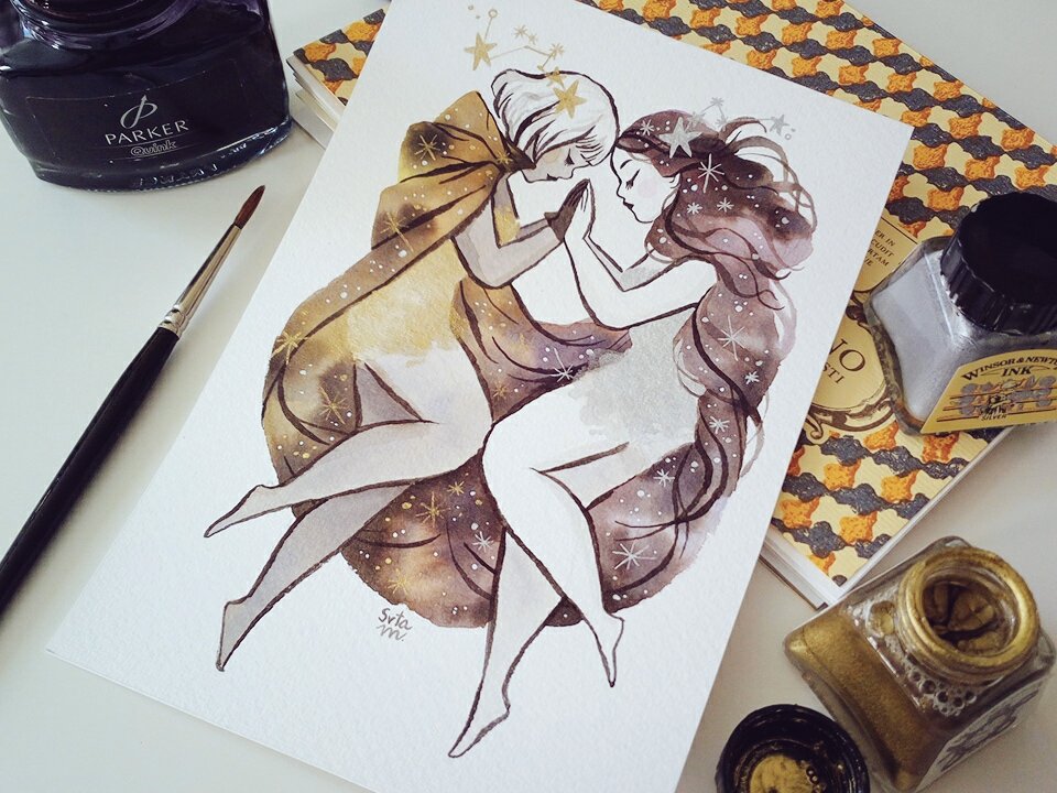 m_atelier's tweet image. #Inktober Day 30: #BinaryStars #EstrellasBinarias 💫