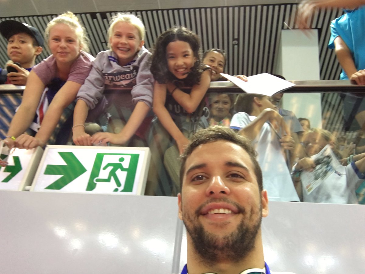 SwimPhoenix's tweet photo. Swim team members in a selfie with RSA flyer Chad Le Clos! #worldcup #FINA #Swimming #Olympian #chadleclos @CISHK https://t.co/2ycgedJyeW
