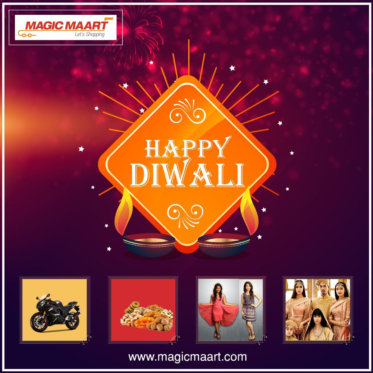 MaartMagic's tweet photo. Magic Maart wishes all A very Happy and Prosperous Diwali.
May this festive reason bless you all with loads of Shopping. https://t.co/Y3oT7QgScu