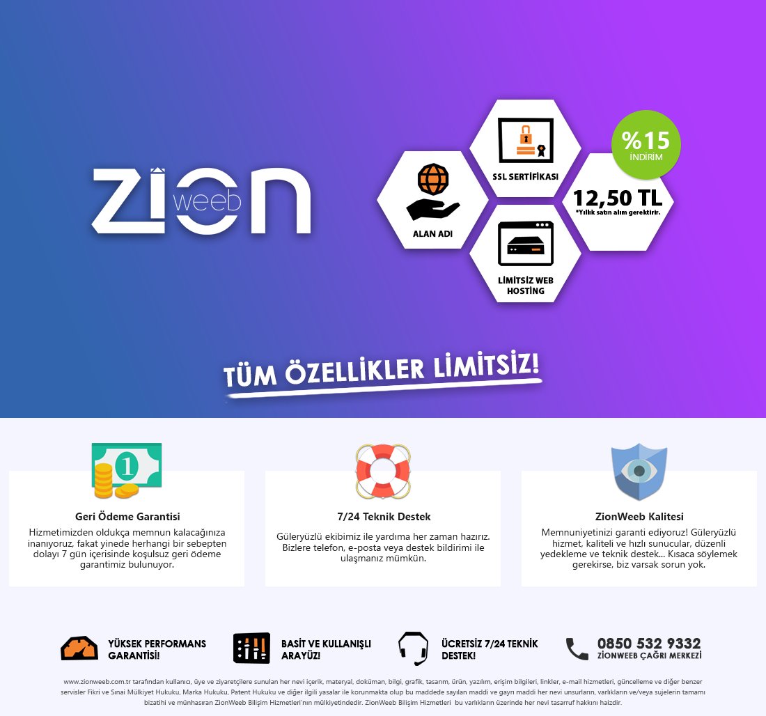 Limitsiz Web Hosting, Alan Adı ve SSL Belgesi Sadece 12,50 TL!