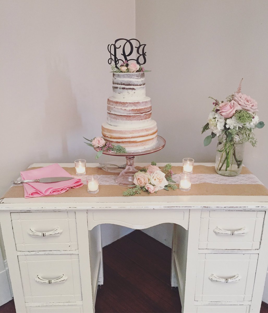 Beautiful cake set up for yesterday's wedding by Patty Cakes. #nakedweddingcake #nashvilleweddingvenue #itsallinthedetails