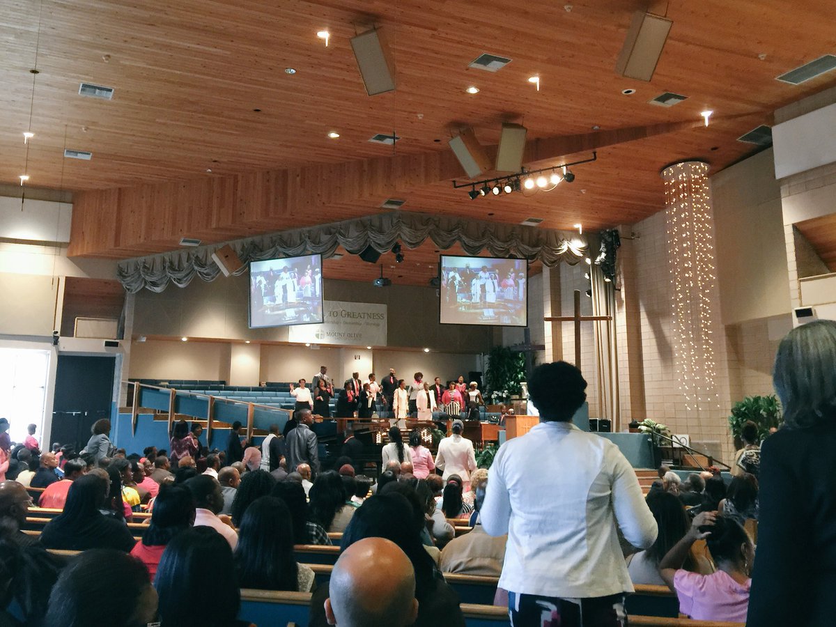 Hillary Clinton has just arrived at New Mount Olive Baptist Church in