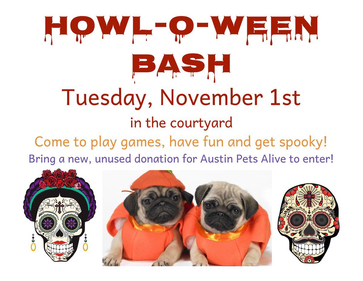 ARS_Press's tweet photo. Come support Austin Pets Alive @ the NHS Howl-O-Ween bash this Tuesday after school in the courtyard by bringing a donation for APA #10yeARS https://t.co/SHp9g9Q6CN