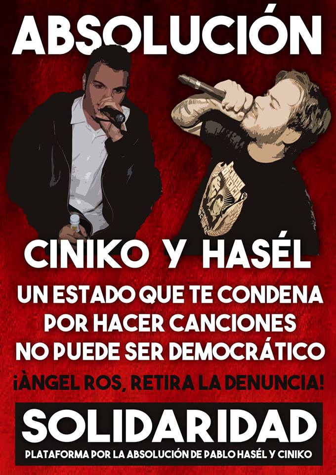 antirepre_pon's tweet photo. ¡Exijamos entre todos a @angelrosdomingo que retire la denuncia!

¡DIFUSIÓN!
¡ABSOLUCIÓN PABLO HASÉL Y CINIKO!
#ÀngelRosCulpable https://t.co/c9a8wdqUTV