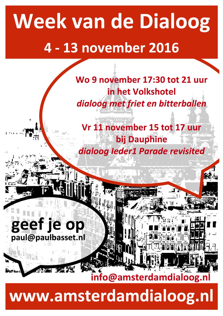Dialoog met friet in Amsterdam | Woensdag 9 november 17u30 in Volkshotel (Wibautstraat) | Laat me weten als je mee doet: paul@paulbasset.nl