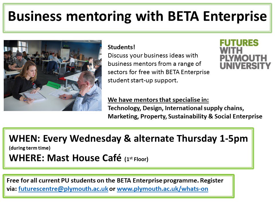 Free #business #mentoring for <a href="/PlymUni/">University of Plymouth</a>  students on <a href="/BetaEnterprise_/">Dorset Nectar Cider PLYMOUTH</a>  Register here ow.ly/2cw330593LJ <a href="/PlymUniBusiness/">Plymouth Business School</a>  <a href="/PlymouthES/">Igniting Enterprise</a>