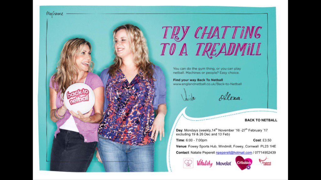 foweynetball's tweet photo. We are officially back people!!! Please share to get the word out! #netball #fowey https://t.co/ksD6ypLYi0