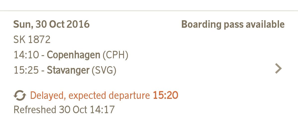 Pinlig for #sas at appen ikke er oppdatert  til vintertid i dag