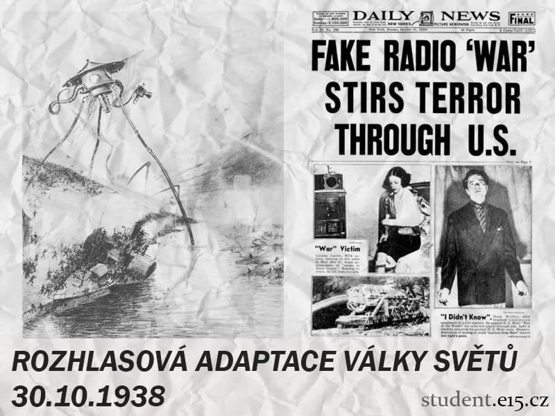 TheStudentTimes's tweet photo. Panika! Před 78 lety vystrašila celou Ameriku rozhlasová sci-fi hra Válka světů. Rádio ji vysílalo jako reportáž. #throwbackTST https://t.co/9DkwD5DRVw