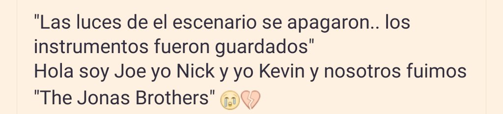PlobnrgNews's tweet photo. Estas palabras me mataron @joejonas @kevinjonas @nickjonas 
 #3YearsWithoutJonasBrothers https://t.co/rUTyM8NaCt