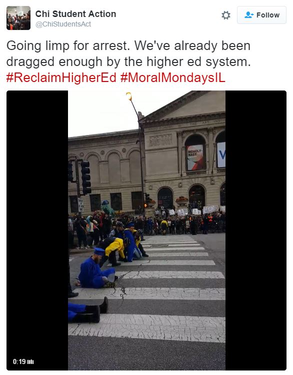 Conservative_U's tweet photo. Free College Tuition Activists Arrested for Blocking Traffic in Chicago https://t.co/hEJV9BoOet #tcot https://t.co/mhqtpOIjeQ