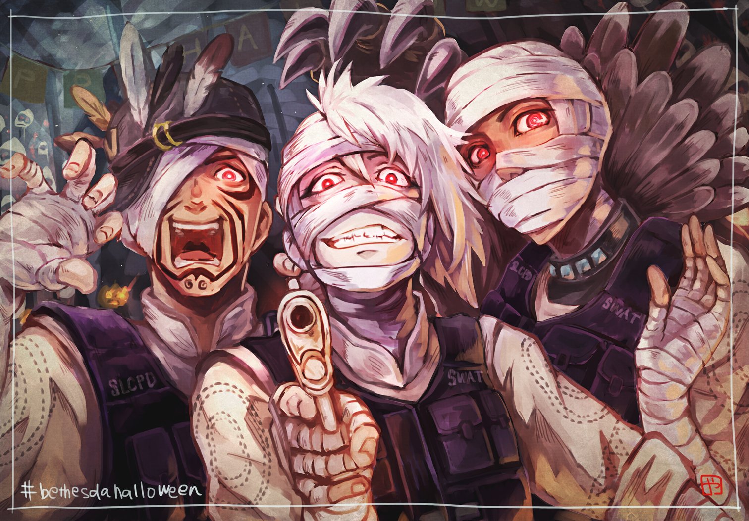 やっこ お菓子をくれないとはりつけかさらし首にしちゃうぞ Fallout Newvegasの運び屋 チョーク クラウドを描きました みんなでジョシュアーマーコスプレパーリィ ｑ ベセスダハロウィーン Bethesdahalloween T Co Fct5p0uflc Twitter