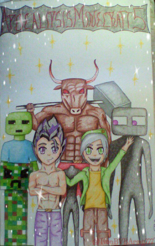 Ivygattara's tweet photo. @vegetta777 @WillyrexYT les hice este dibujo de #APOCALIPSISMINECRAFT5 espero les guste 😊💜💚😄 https://t.co/eA814yJ5l9