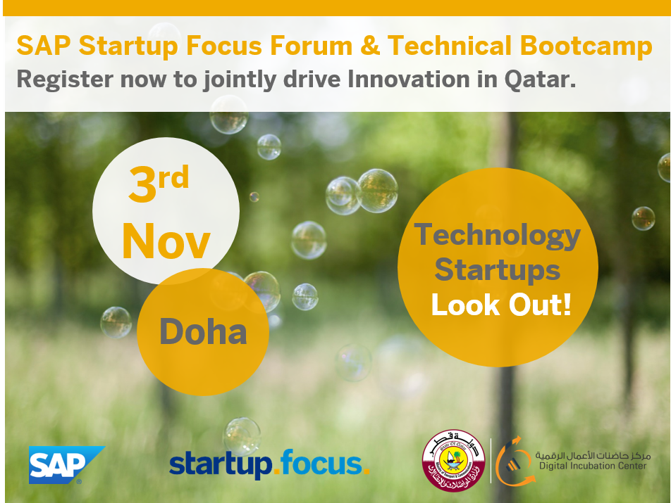 QBICqa's tweet photo. In collaboration with SAP, @MOTC_QA &amp; #SAPTDI invite you to #SFPForum to boost #entrepreneurship in #Qatar #Startup https://t.co/3lj644gRTI https://t.co/Wx3GxM701H