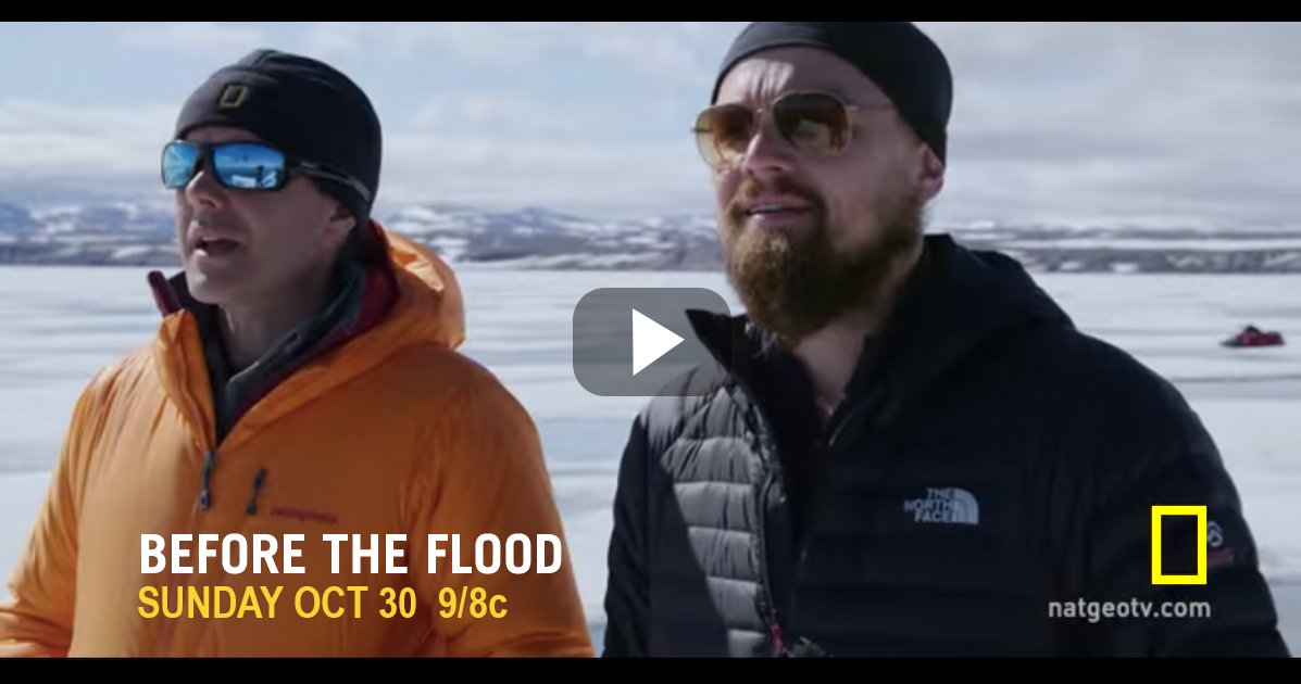radicalrisa's tweet photo. Watch @LeoDiCaprio's #BeforeTheFlood premiere tonight on @NatGeoChannel at 9pm ET.  - https://t.co/AtkwBJ1vO9 https://t.co/a1OzSqAU2W