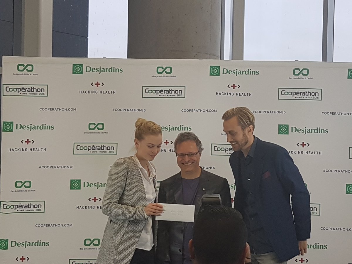 IlhamLmissaoui's tweet photo. Les finalistes du #cooperathon16 volet #fintech : #justinsuring #dodona #Junius #hypername Bravo à vous tous! #desjardinslab https://t.co/Sa6R1XtKYy