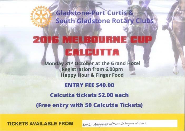 RotarySthGlad's tweet photo. @RadioTABAus people in #Gladstone can get along to the Grand Hotel for a Calcutta, starts at 6pm. $40 a ticket, available at the door. https://t.co/5E9TeHkxqd