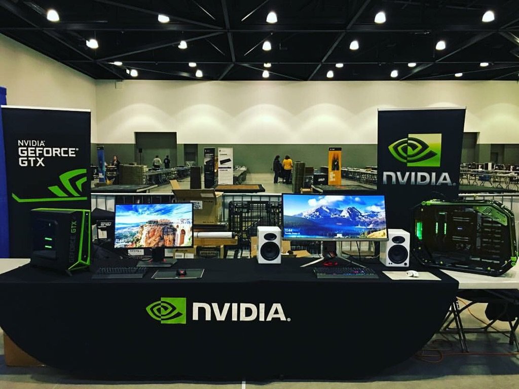 NVIDIAGeForce's tweet photo. At #BaseLAN30? Be sure to head to the demo zone to check out our booth! @AYBOnline https://t.co/hhQQa7eIcT