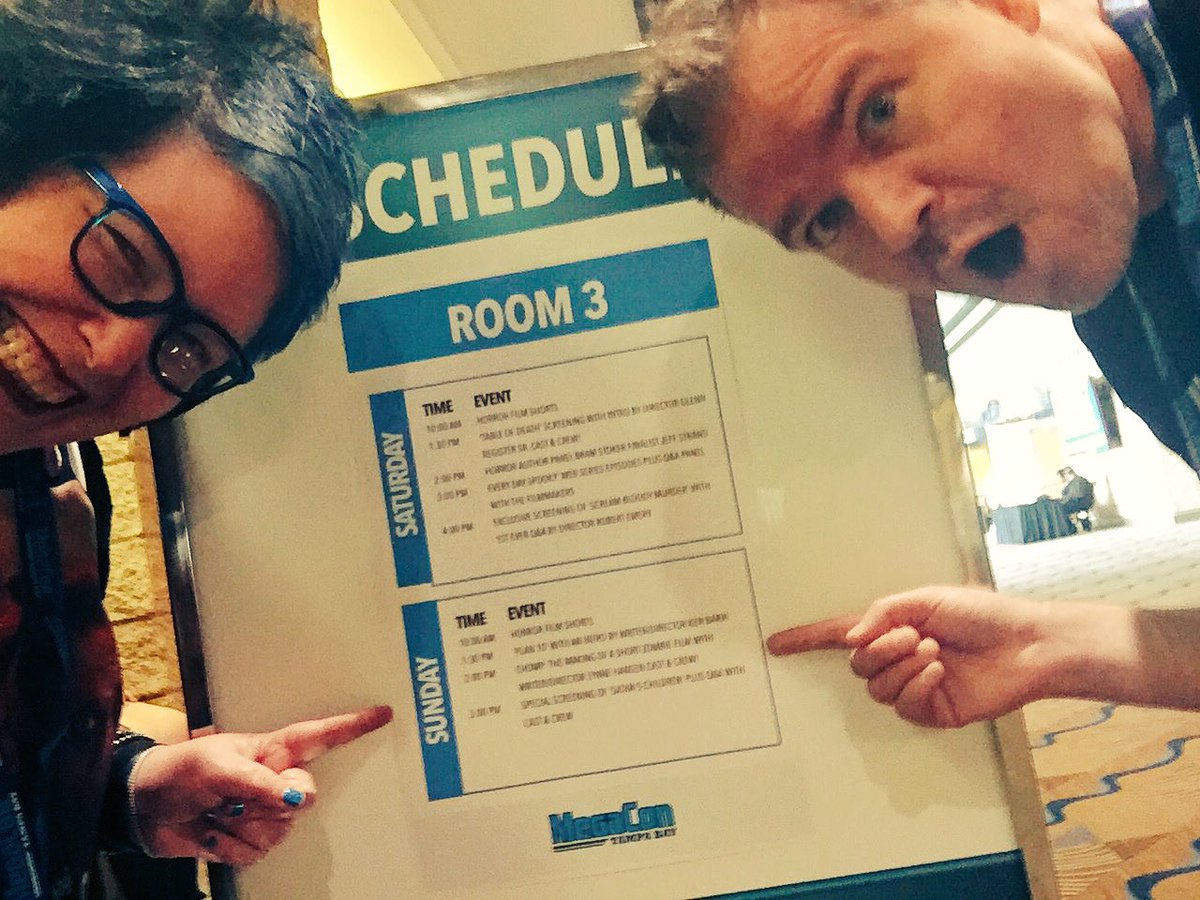 ChompMovie's tweet photo. We're here! @ChompMovie screens in Room 3 at 2pm, and I brought valuable prizes! #megaconTampa #celebratefandom https://t.co/5sbccdNEU6