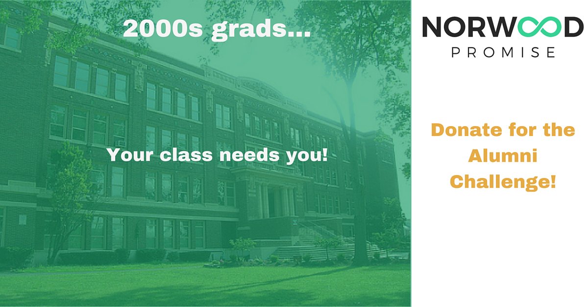 NorwoodPromise's tweet photo. Graduated in the 2000s? Donate for your class now! https://t.co/Qz5WPPfiEI https://t.co/TMXVhclCxq