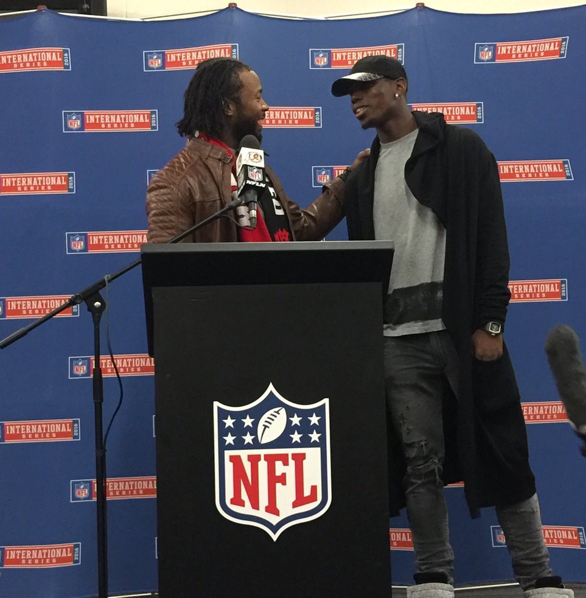 Commanders's tweet photo. .@J_No24 brought @ManUtd player @paulpogba to his first ever NFL game today. #DCtoUK https://t.co/p09kwUaiv4