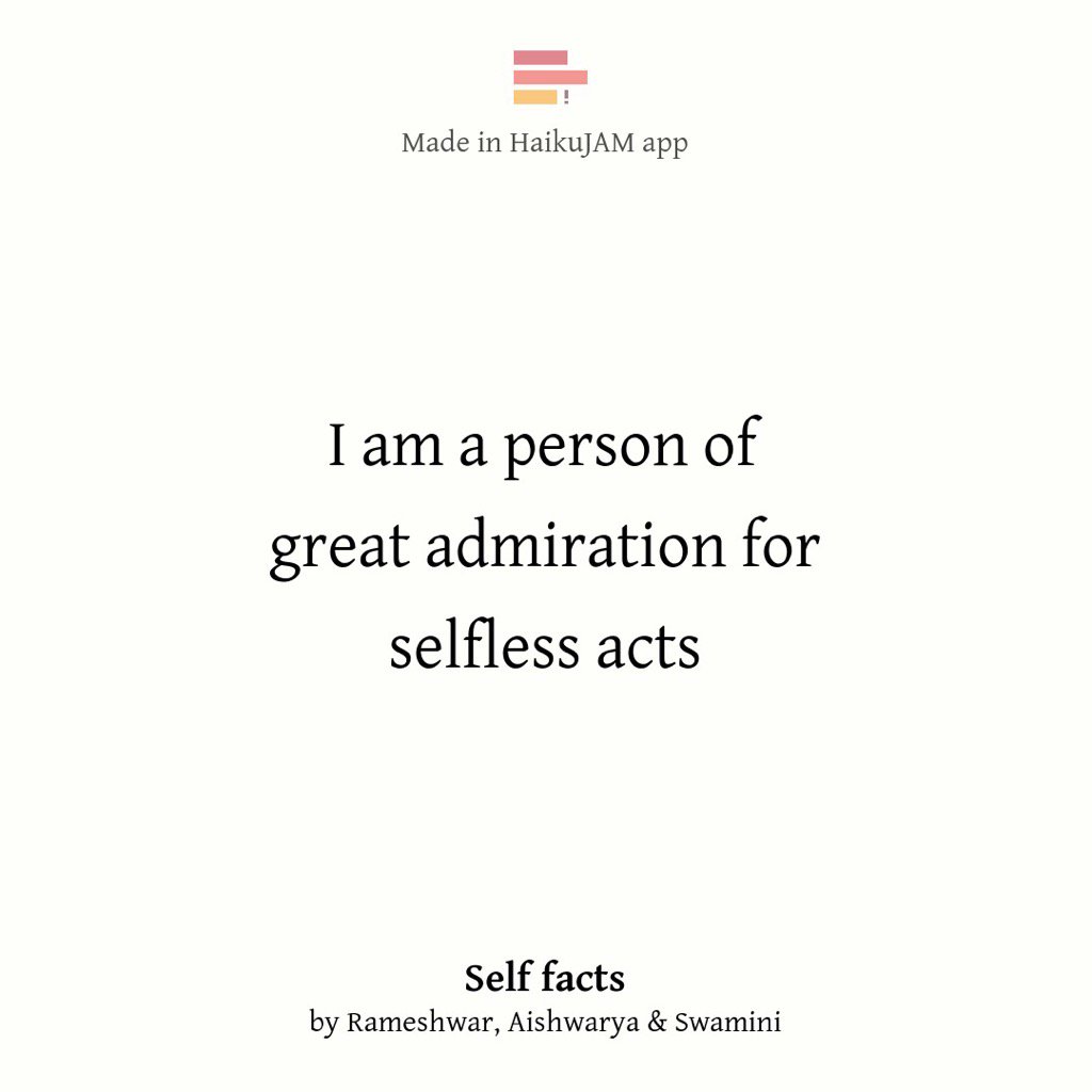swaminik's tweet photo. #SelfFacts by Rameshwar, @aishshine & Swamini in @haikujam
let's jam on https://t.co/cMOQCqP9cw https://t.co/VCaBXXmuVQ