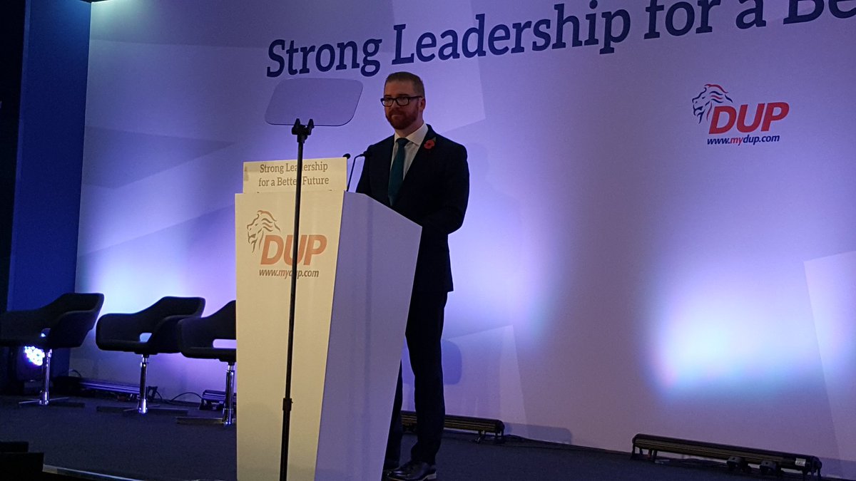 SimonHamilton's tweet photo. Announcing our ambitious new Northern Ireland International Trade Plan and an Air Routes Task Force at #dup16 https://t.co/9zmXIDsf6c https://t.co/0RSFhzPdRK