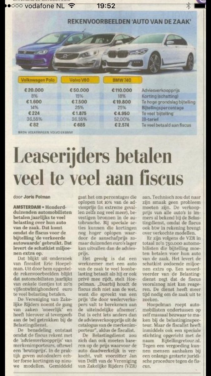 Goed opletten!! Leaserijders betalen te veel te veel aan de fiscus!!