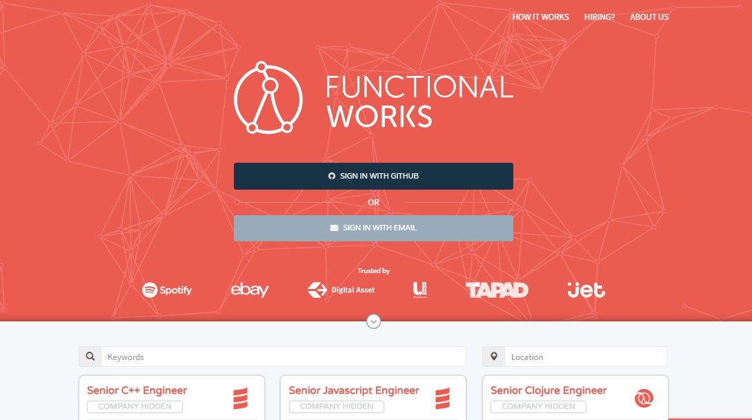 Functionalworks's tweet image. We&apos;re building the number 1 place to find your favourite #functionaprogramming role. Sign up! hubs.ly/H04_x480