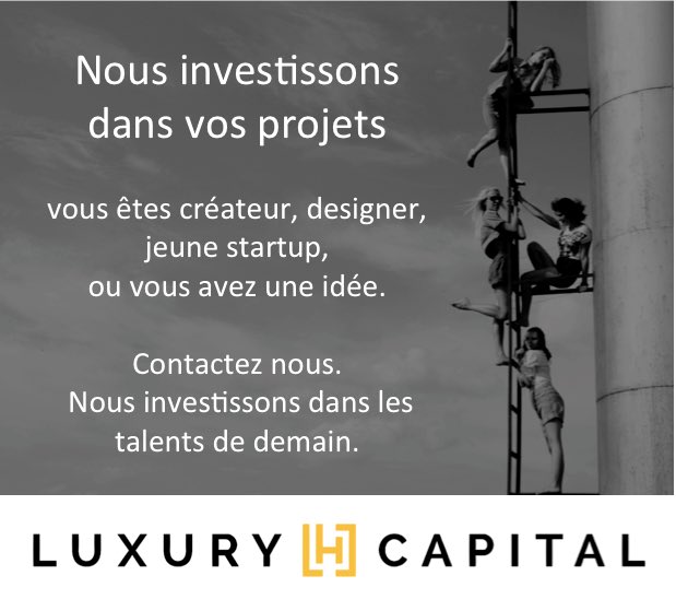 LuxuryHCapital's tweet photo. Investir dans les talents d’aujourd’hui
https://t.co/hWU96SOPdT 
#startup #crowdfunding #Business #Entrepreneur #mode #eshop #createur https://t.co/v9DYIUsi3V