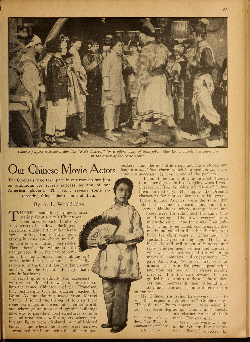 visualorient's tweet photo. #Yellowface was always justified with lack of Asian American actors. Truth is, there were lots of them. Rare article from 1926. #Hollywood https://t.co/avPqjr6Suu