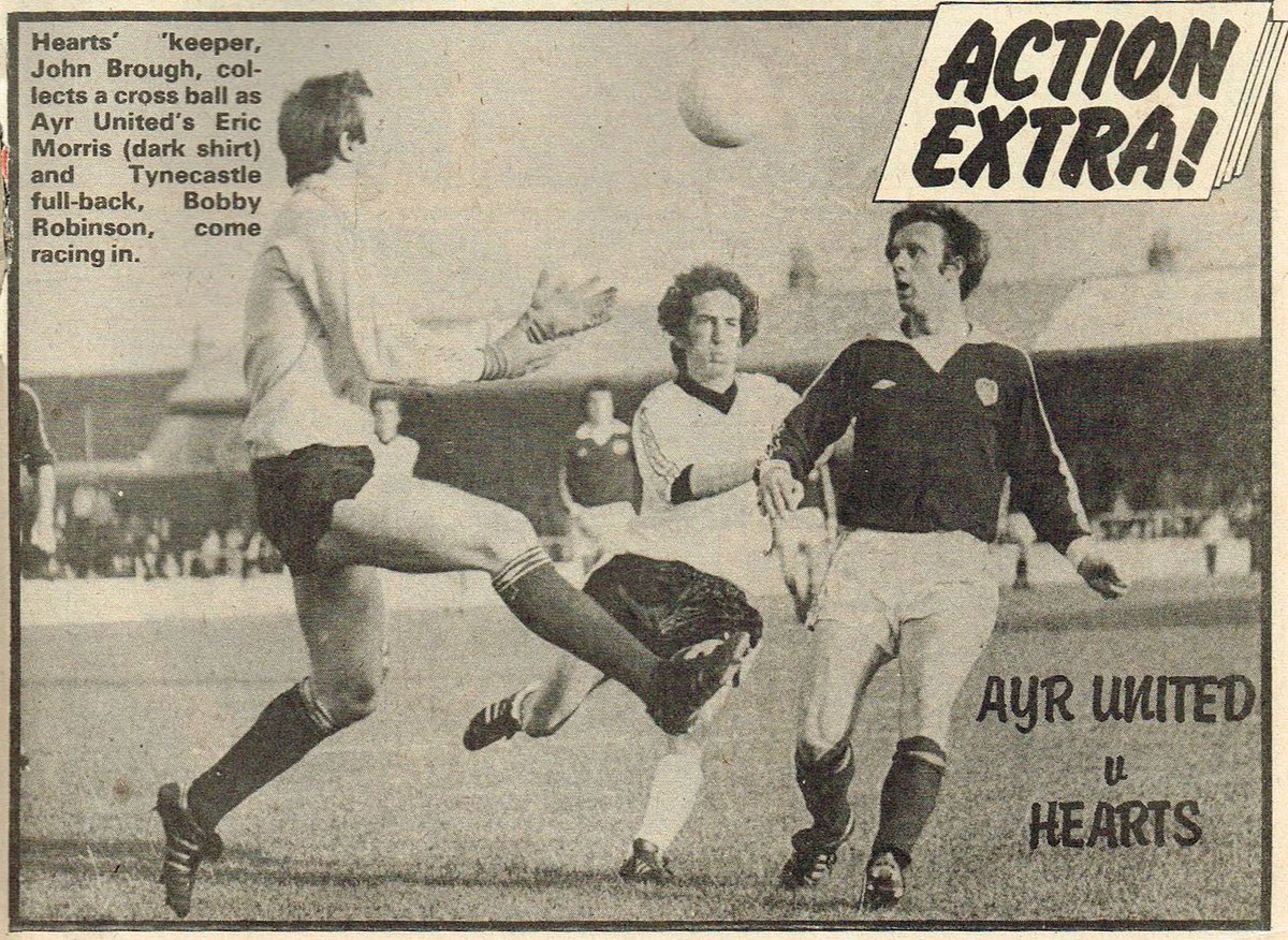 ScotsFootyCards's tweet photo. Action Extra! #AyrUtd v #Hearts #JohnBrough #BobbyRobinson #EricMorris #RoyOfTheRovers 1979-12-22 https://t.co/m7mkps0H10