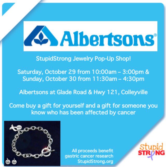 feedthecure's tweet image. We are out again today at Albertsons w/ jewelry for a cause!  Come get your "armband of courage"!!  We are here until 4:30pm! #gastriccancer