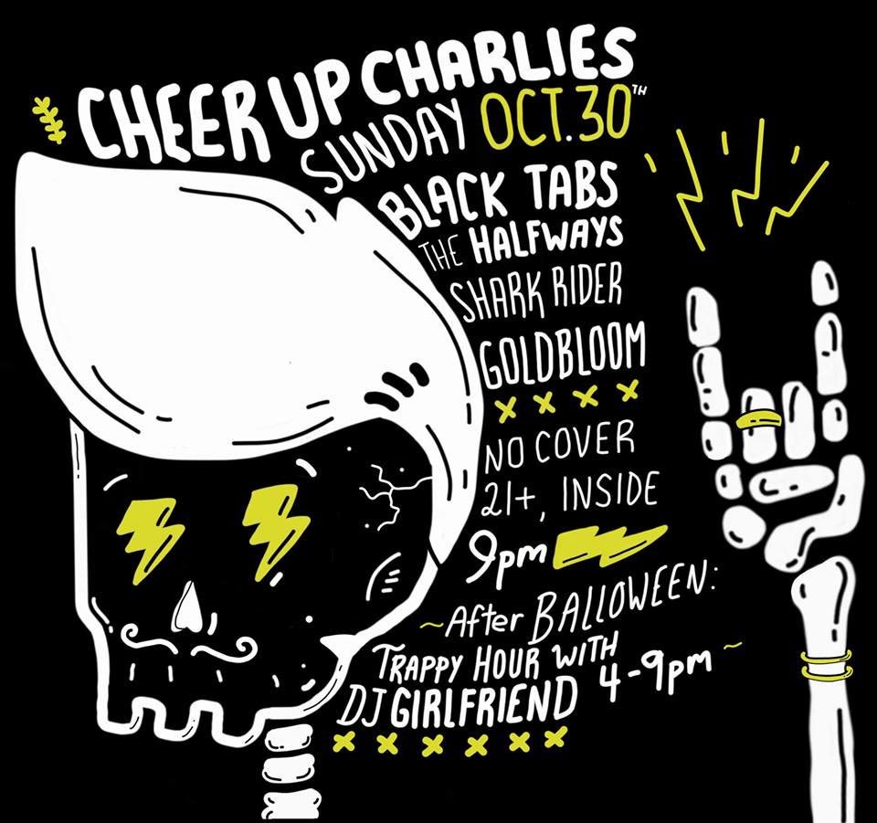Today Sunday 10/30 <a href="/CheerUpCharlies/">Cheer Up Charlies</a> 🎃<a href="/thehlfwys/">The Halfways</a> <a href="/SharkRiderMusic/">Shark Rider</a> <a href="/Boiled_Denim/">RandyP</a> @Black_Tabs <a href="/girlfriendatx/">GirlFriend ATX</a>
🎨:<a href="/MrRardo/">RDOMrra</a>
instagram.com/p/BL_9Zjfg38x/