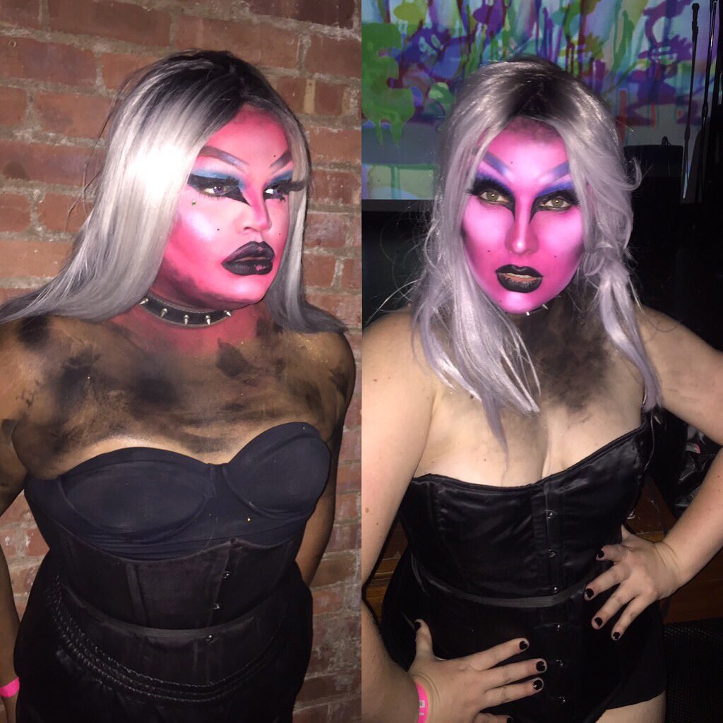 TheKandyMuse's tweet photo. On the left it's me last month @ #BUSHWIG2016, On the right it's @JSmith92 last night @ #BECUTEBK! I AM GAGGEDI LOVE @DragCoven! πππ https://t.co/u4nzkb2t3a