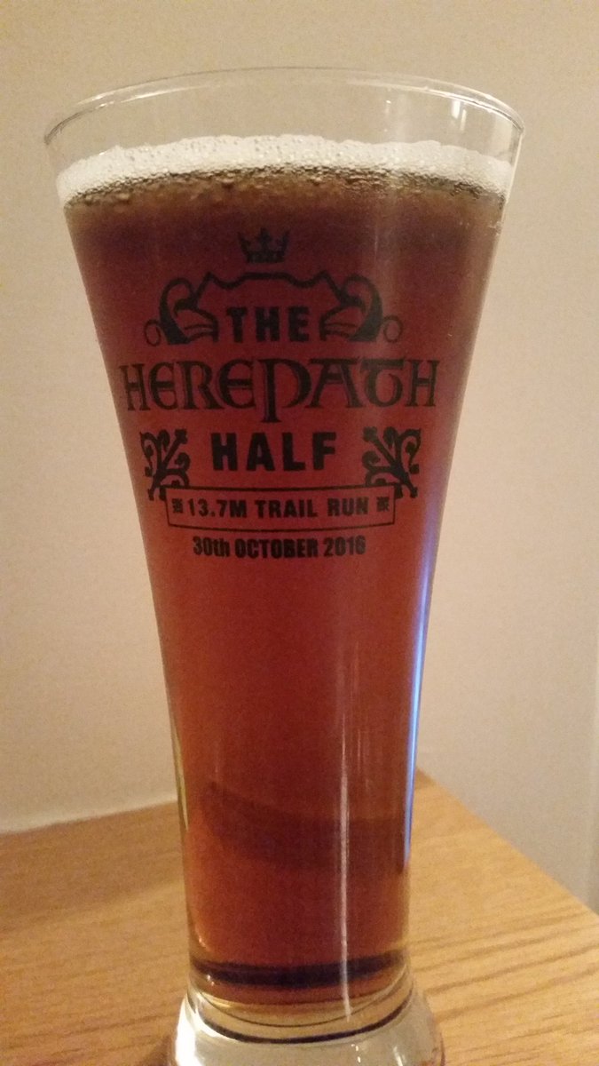 KevPaine's tweet photo. Enjoying a lovely evening beer after a hilly and muddy morning run at the #herepathhalf. https://t.co/7gAWbdNSVi