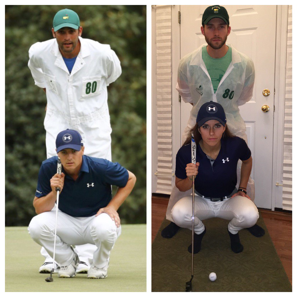 HarmanKyle's tweet photo. Nailed It? @J_kadi11 @JordanSpieth #golf #golfgods #halloween #nailedit #uagolf  #titleist  #pgatour https://t.co/S8egp5gmCB