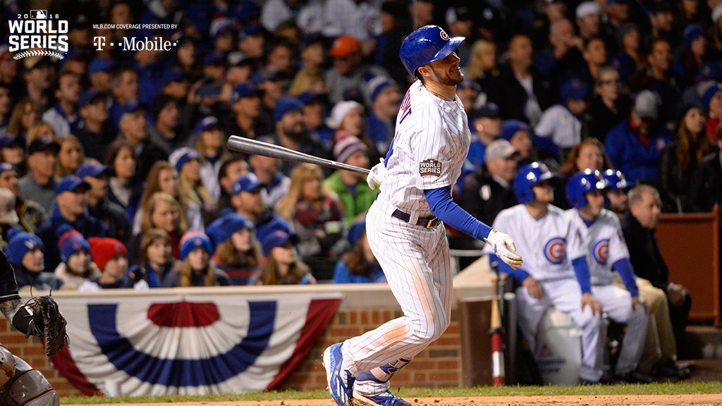 MLB's tweet photo. The @Cubs’ fourth inning went like this … https://t.co/kxXSwX9HSH 

They lead 3-1 in the 5th. #WorldSeries‌ https://t.co/x9leu135Tp