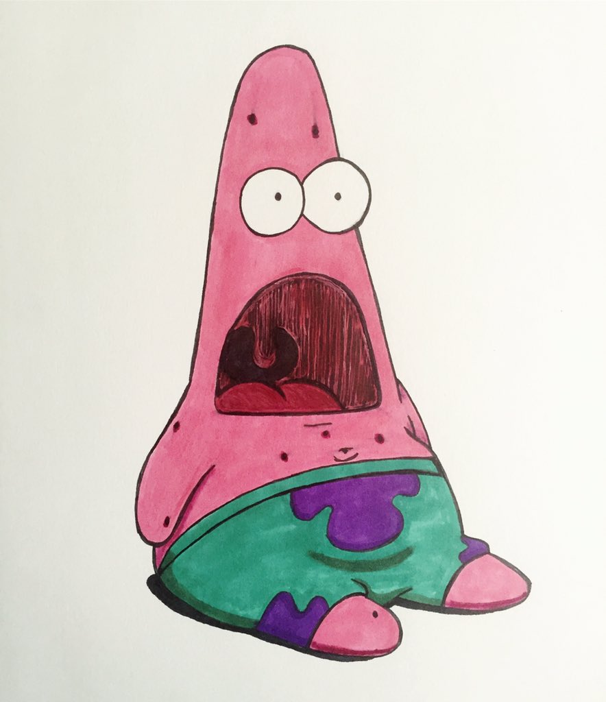 AJWensloff's tweet photo. Inktober 2016: Day 29/31
Today's Drawing Prompt: Suprise
Surprised Patrick done with Prismacolor art markers &amp; pens! #Inktober #Inktober2016 https://t.co/15i2EiGVe4