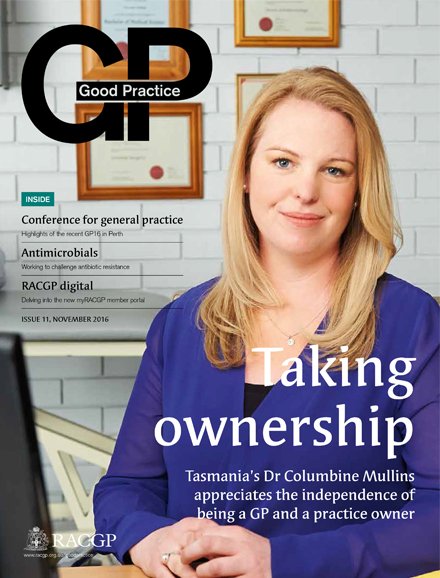 RACGP's tweet photo. November’s #GoodPracticemag is here! Stories on Tasmania’s Dr Columbine Mullins, #GP16Perth reflections, &amp; more: https://t.co/HNgGVwrJOE https://t.co/d2LGRjeS5h
