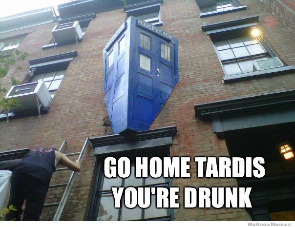 CatherineJersey's tweet photo. @sylvia_lupien @MichelleGomez It's already a meme ๐๐๐๐ #DrunkTARDIS #DoYouHappenToKnowHowToFlyThisThing https://t.co/94RVyxNW6X