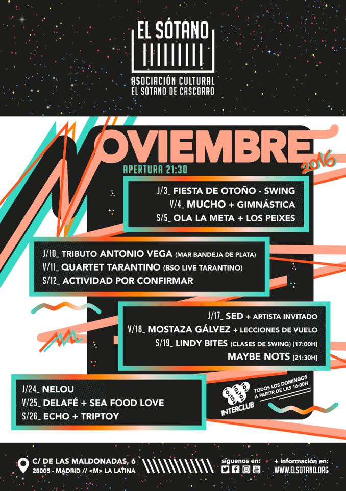 <a href="/Marbandejade/">MarBandejadePlata</a> Homenaje <a href="/antoniovegaorg/">Antonio Vega .org</a> Jueves 10 Noviembre. @Madrid @elsotanodecascorro C/de las Maldonadas,6