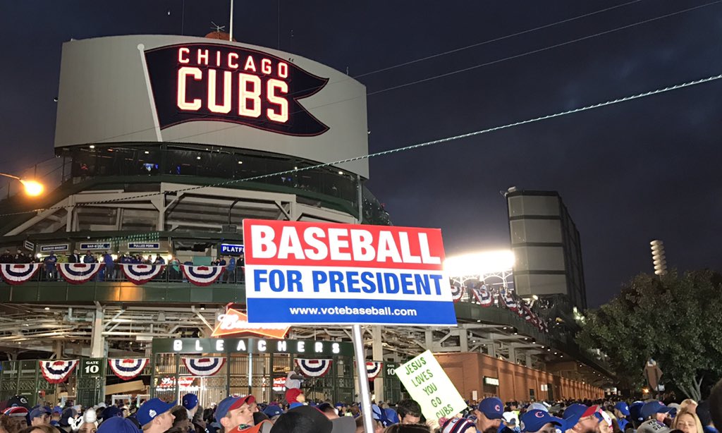 B4P2016's tweet photo. #Campaigning #gotv #worldseries #baseballforpresident https://t.co/hdKKRFDiXE