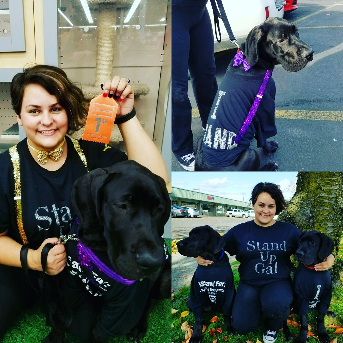 ESSlongview's tweet photo. Baron &amp; his owner McKinna won 1st place for Originality &amp; Cause at the Petco costume contest! Great way to spread awareness! #istand https://t.co/n4E7Ml1z7P