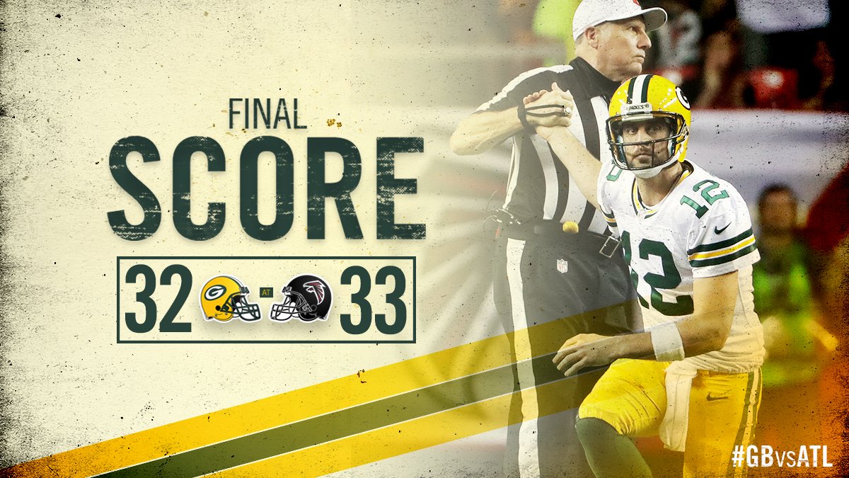 packers's tweet photo. #Packers lose a tough one in Atlanta. 

#GBvsATL https://t.co/h0Dred9bXb