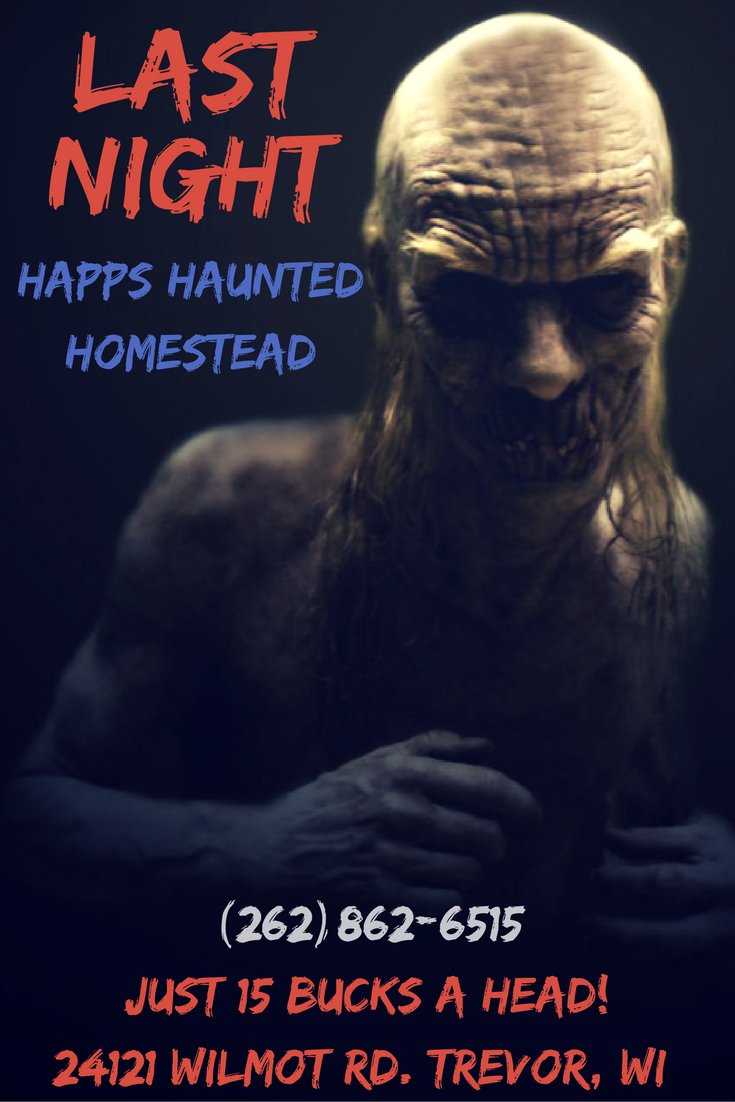 HappsHaunt's tweet photo. Happs Haunted Homestead - LAST Night!
Come out now! Sun. 7PM to 10PM
#HauntedHouse #HappsHauntedHomestead https://t.co/huYVriXx2r