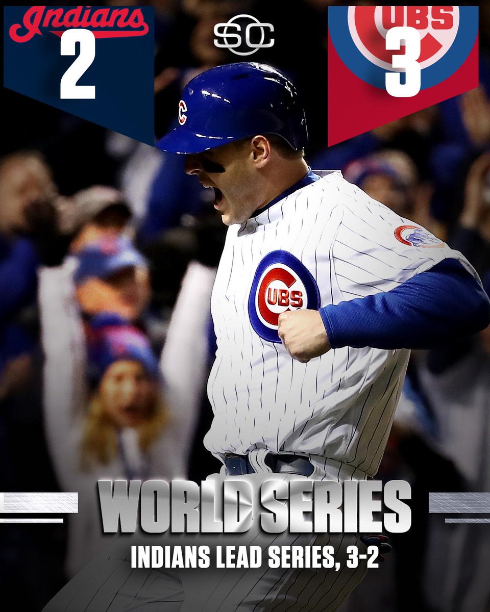 SportsCenter's tweet photo. CUBS EXTEND SERIES!

Chicago forces Game 6, winning its first World Series game at Wrigley Field since October 8th, 1945. https://t.co/rozcPExkmV