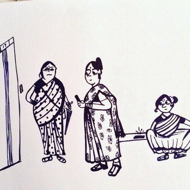 SheerJanvekar's tweet photo. Fashionable bai’s with ankle length sarees, sling bags and smartphones #totallyintoit https://t.co/kq8cA3whsr